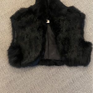 Guess Marciano genuine rabbit fur black shrug size small